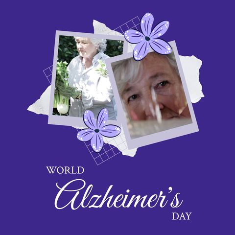 world alzheimer's day illustration featuring senior woman - Download Free Stock Templates Pikwizard.com