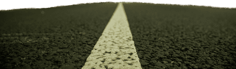 Transparent perspective close-up of long empty road with center line