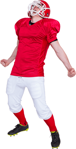 Transparent football player celebrating victory in excitement