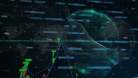 Digital World Map Visualization with Futuristic Financial Data