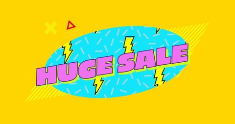 Bright Bold Huge Sale Banner with Lightning and Shapes - Download Free Stock Images Pikwizard.com