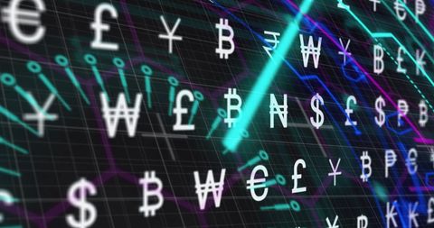 Digital Currency Symbols on Futuristic Interface Background - Download Free Stock Images Pikwizard.com