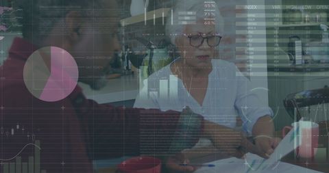 Senior couple analyzing financial documents