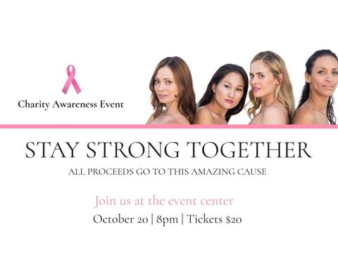 Breast Cancer Charity Event Poster with Empowered Women - Download Free Stock Templates Pikwizard.com