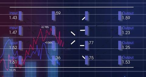 Neon analytics dashboard showing real-time line charts, histogram bars and data widgets