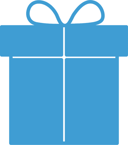 Blue Gift Box with Ribbon Vector on Transparent Background