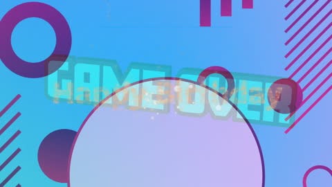 Retro Game Over Animation with Colorful Geometric Patterns