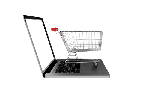 digital shopping cart emerging from laptop on transparent background - Download Free Stock Videos Pikwizard.com