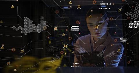 Data Technician Analyzing Network with High-Tech Interface - Download Free Stock Images Pikwizard.com