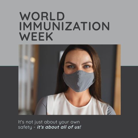 World Immunization Week Campaign with Woman Wearing Mask - Download Free Stock Templates Pikwizard.com