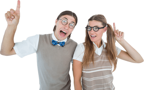 excited couple pointing upwards on transparent background - Download Free Stock Videos Pikwizard.com
