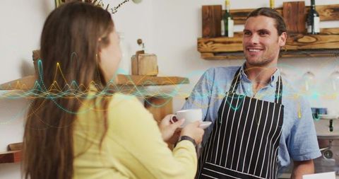 Barista Serving Customer in Cozy Coffee Shop Atmosphere