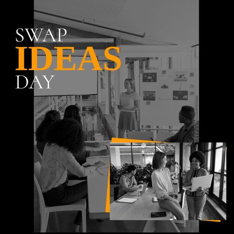 Celebration of Swap Ideas Day in Modern Office - Download Free Stock Templates Pikwizard.com