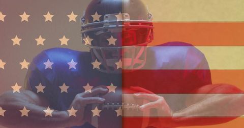 Patriotic Football Player Blending Strength and National Pride