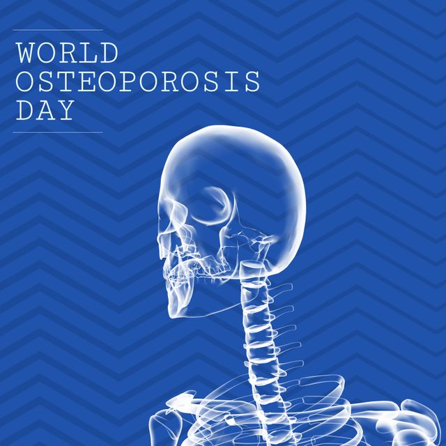 World Osteoporosis Day Awareness Banner with Digital Skeleton on Blue Background - Download Free Stock Templates Pikwizard.com