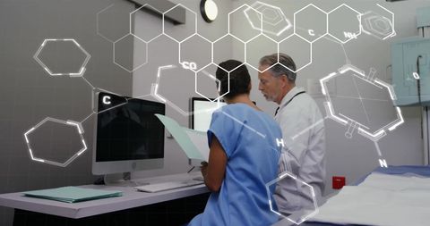 scientists analyzing data with digital chemical structures - Download Free Stock Images Pikwizard.com