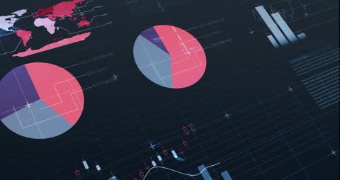 Abstract Digital Financial Data Visualization on Dark Background