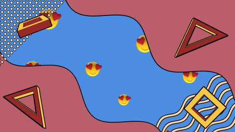 Dynamic Abstract Animation with Colorful Shapes and Emojis