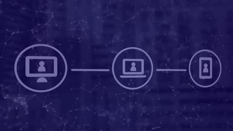 Tech Icons and Network Connections on Digital Background