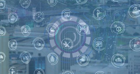 Digital Connections and Data Processing Concept with Network Icons - Download Free Stock Images Pikwizard.com