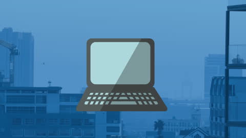 Digital Transformation in Urban Cityscape at Sunset