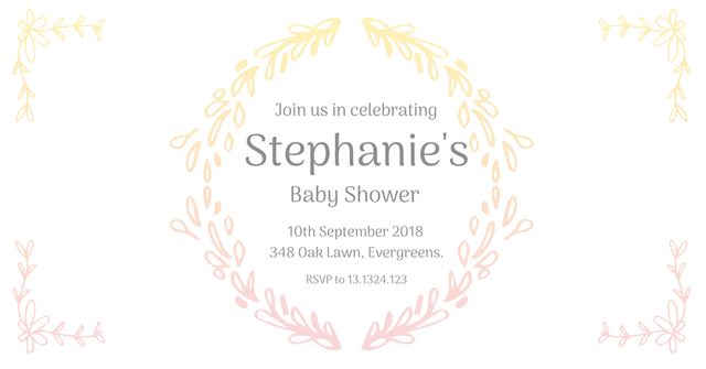 Elegant Baby Shower Invitation with Floral Wreath Design - Download Free Stock Templates Pikwizard.com