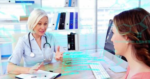Doctor and Patient Interaction with Digital Data Overlay in Modern Office