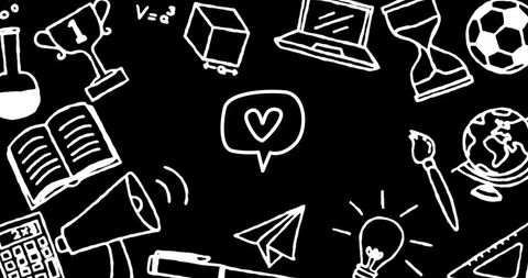 Hand Drawn Education Symbols on Black Chalkboard - Download Free Stock Images Pikwizard.com