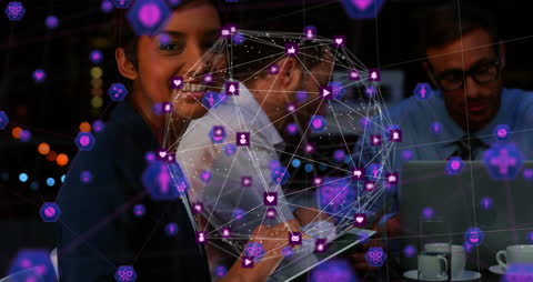 Global Digital Network Concept with Interconnected Icons