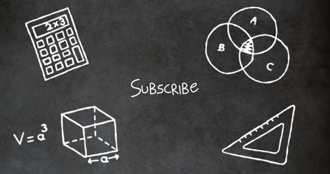 Digital School Concept with Mathematics Symbols and Subscribe Reminder