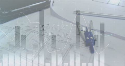 Abstract Financial Graphs Overlay on Architectural Blueprint - Download Free Stock Images Pikwizard.com