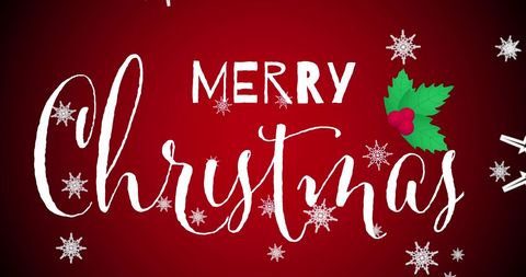 Festive Christmas Greetings with Falling Snow on Red