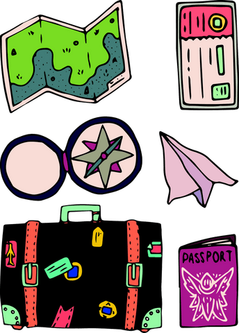 transparent travel icons with suitcase, map, and compass - Download Free Stock Videos Pikwizard.com