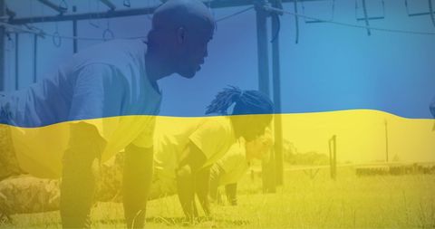 Man in Intense Outdoor Push-Ups Training Session