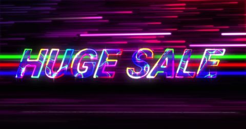 Huge Sale Neon Glowing Text with Colorful Light Trails - Download Free Stock Images Pikwizard.com