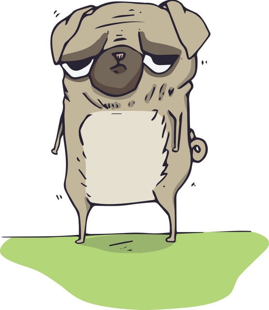 Sad Cartoon Pug Dog Standing on Grass Transparent Background - Download Free Stock Videos Pikwizard.com