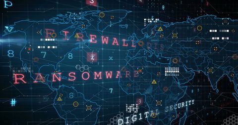 Global Cybersecurity Threat Warning on Digital World Map - Download Free Stock Images Pikwizard.com