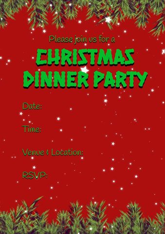 festive christmas dinner party invitation with red background - Download Free Stock Templates Pikwizard.com