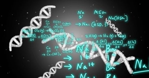 DNA Strands with Scientific Data and Mathematical Formulae - Download Free Stock Images Pikwizard.com