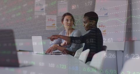 Female Coworkers Collaborating with Financial Analytics - Download Free Stock Images Pikwizard.com