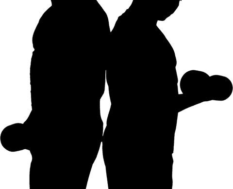 Digital transparent silhouette lifting dumbbells illustration