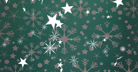 Falling Christmas Stars on Green with Snowflakes Background - Download Free Stock Images Pikwizard.com