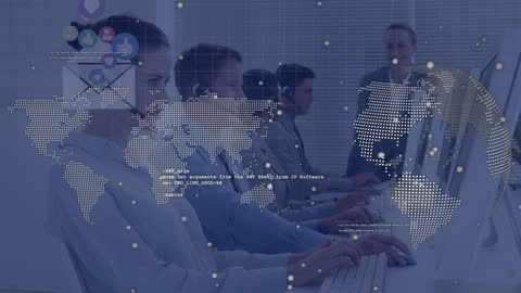 Global Data Network with Business Professionals in Office Environment