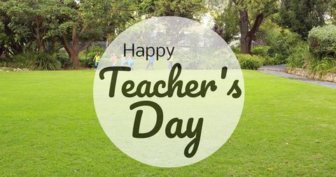 Children Celebrating Happy Teacher's Day Outdoors - Download Free Stock Images Pikwizard.com
