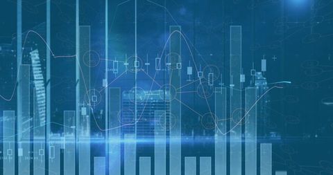 Financial Data Visualization with Bar Charts in Urban Skyline - Download Free Stock Images Pikwizard.com