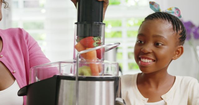 Mother and Daughter Juicing Fresh Fruits Together in Modern Kitchen - Download Free Stock Images Pikwizard.com