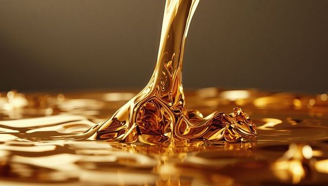 Golden liquid elegance with reflective ripple surface