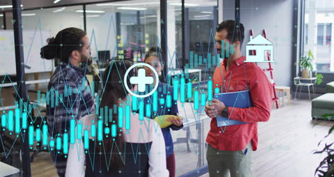 Diverse Business Team Analyzing Healthcare Financial Data in Modern Office