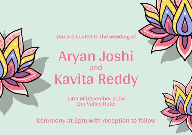 Indian Wedding Invitation of Aryan Joshi and Kavita Reddy with Floral Design - Download Free Stock Videos Pikwizard.com