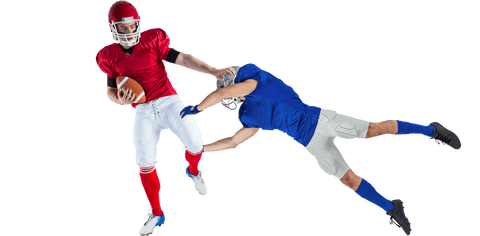 Caucasian male american football competition on transparent background
